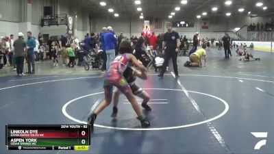 82 lbs Champ. Round 2 - Aspen York, Cedar Springs WC vs Linkoln Dye, Eaton Rapids Youth WC