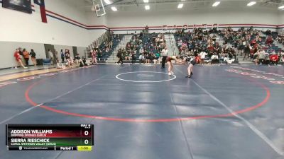 120 lbs Round 4 - Addison Williams, Dripping Springs (Girls) vs Sierra Rieschick, Comal Smithson Valley (Girls)