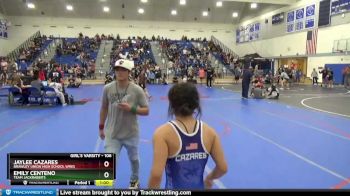 106 lbs Cons. Round 2 - Jaylee Cazares, Brawley Union High School Wres vs Emily Centeno, Team Jackrabbits