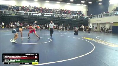 141 lbs Champ. Round 2 - Antonio Casillas-Tapia, Santa Rosa Junior College vs Evan Granados, Cerritos College