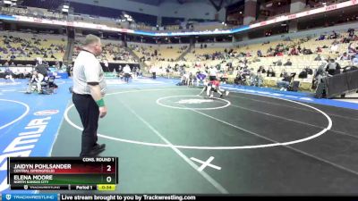 105 Class 2 lbs Cons. Round 1 - Jaidyn Pohlsander, Central (Springfield) vs Elena Moore, North Kansas City