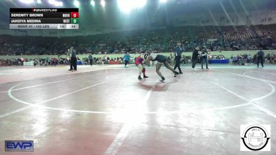 143 lbs Consi Of 16 #1 - Serenity Brown, Moore JH vs Jakoiya Medina, Westmoore Wresting