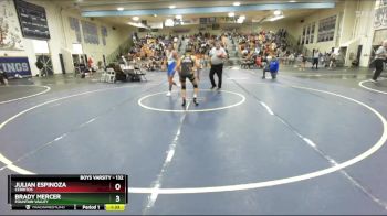 132 lbs Champ. Round 2 - Julian Espinoza, Cerritos vs Brady Mercer, Fountain Valley