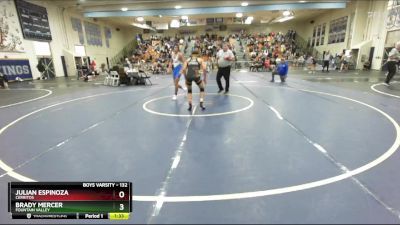 132 lbs Champ. Round 2 - Julian Espinoza, Cerritos vs Brady Mercer, Fountain Valley