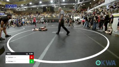 76 lbs Round Of 16 - Camden Acker, Elgin Wrestling vs Jaxon Hines, Comanche Takedown Club