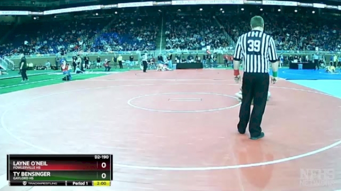 D2-190 lbs Quarterfinal - Layne O`Neil, Fowlerville HS vs Ty Bensinger ...