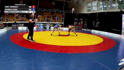 49kg Cons. Round 1 - Zoey Trombley, Cattown Wrestling Club vs Isabelle Chen, Bhullar Wrestling Club