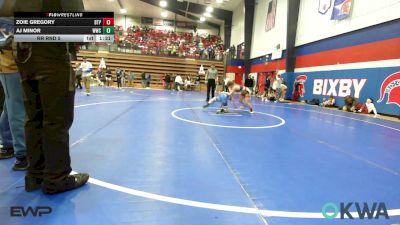 98 lbs Rr Rnd 5 - Zoie Gregory, Tulsa Blue T Panthers vs AJ Minor, Woodland Wrestling Club