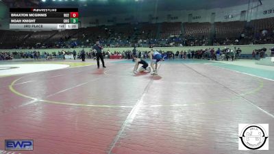 133 lbs 3rd Place - Braxton McGinnis, Victory Christian JH vs Noah Knight, Chickasha Wrestling