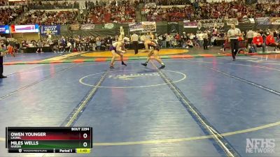 A - 160 lbs Semifinal - Owen Younger, Laurel vs Miles Wells, Hardin