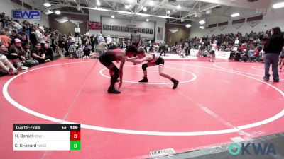 80 lbs Quarterfinal - Hayes Daniel, Honey Badgers Wrestling Club vs Caiden Grizzard, Wagoner Takedown Club