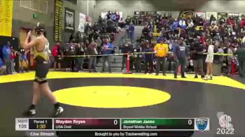 108 lbs Champ. Round 1 - Blayden Reyes, USA Gold vs Jonathan Jasso, Bryant Middle School