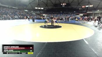 98 lbs Quarterfinal - Noah Kiser, Port Angeles Wrestling Club vs Emmett Sprecher, Inland Northwest Wrestling Training Center