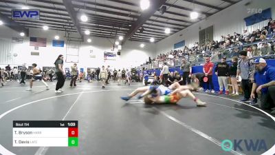 140 lbs Quarterfinal - Tyler Bryson, Harrah Little League Wrestling vs TJ Davis, Little Axe Takedown Club