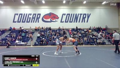 197 lbs Champ. Round 2 - Carlos Mendez Lll, Unattached vs Cody Vance, Treasure Valley Community College