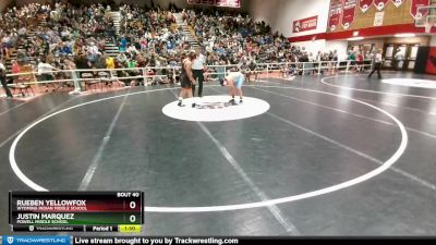 165 lbs Quarterfinal - Justin Marquez, Powell Middle School vs Rueben Yellowfox, Wyoming Indian Middle School