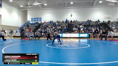 120 lbs Cons. Round 2 - Josiah Skidmore, French Camp Academy vs Logan Spain, St. Patrick`s High School