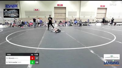 74 lbs Semifinal - Dominic Bowen, Michigan Premier WC - (B) vs Gage Schroeder, MWC Wrestling Academy