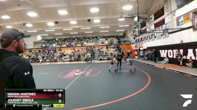 54-60 lbs Round 1 - Journey Eberle, Thermopolis Wrestling Club vs Havana Martinez, North Big Horn Rams