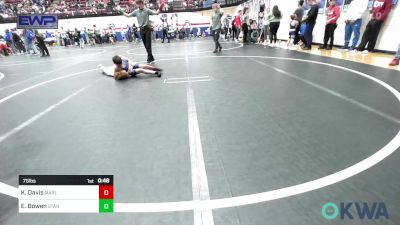 75 lbs Semifinal - Kolbie Davis, Marlow Outlaws vs Easton Bowen, Standfast OKC