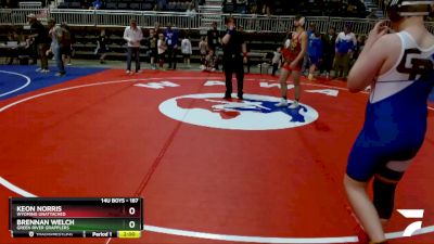 187 lbs Semifinal - Keon Norris, Wyoming Unattached vs Brennan Welch, Green River Grapplers