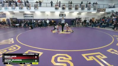 115 lbs Round 1 - Briar Lahoe, Thermopolis vs Sophia Wilkinson, Greybull MS