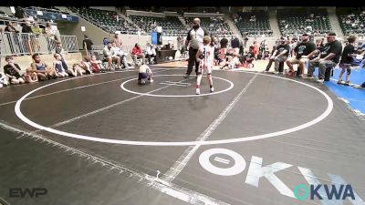 49 lbs Rr Rnd 1 - Brady Wood, Oklahoma Strong-Blue 9U vs Kane Leyba, Team Tulsa RED
