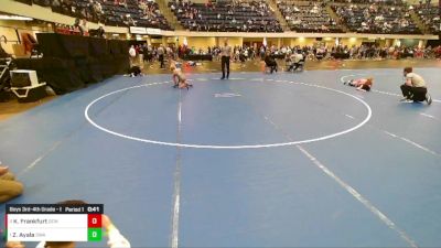 Boys 3rd-4th Grade - 67 1st Place Match - Zayden Ayala, Sebolt Wrestling Academy vs Kaden Frankfurt, DC Elite Wrestling