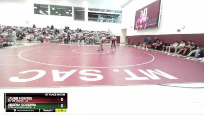 174 lbs Finals (2 Team) - Arsena Gogkhiia, Sierra College (White) vs Javier Montes, Mt. SAC (White)