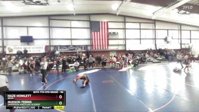 90 lbs Cons. Round 2 - Hudson Ferris, Sanderson Wrestling Academy vs Haze Howlett, Delta