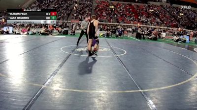 5A 132 lbs Cons. Round 3 - Jase Hendren, Lewiston vs Mason Peck, Idaho Falls