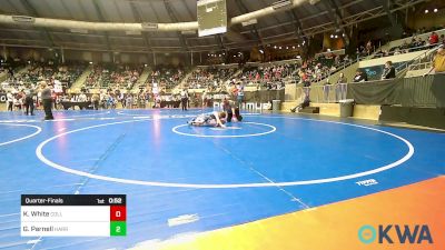 90 lbs Quarterfinal - Kannon White, Collinsville Cardinal Youth Wrestling vs Greysen Parnell, Harrah Little League Wrestling