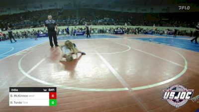 64 lbs Consi Of 8 #2 - Bentlee McKinnon, Weatherford Youth Wrestling vs Britney Turdo, Texas Elite Wrestling