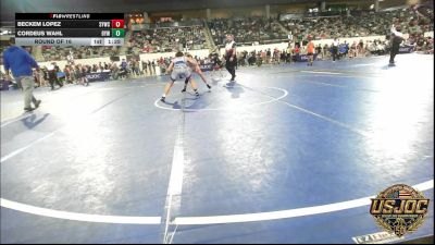 112 lbs Round Of 16 - Beckem Lopez, Saints Youth Wrestling Club vs Cordeus Wahl, Bristow Elementary Wrestling Club