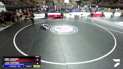 92 lbs Semifinal - Abel Vasquez, Poway Wrestling vs Luke Montero, Sunkist Kids Monster Garage