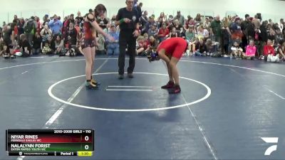 110 lbs Quarterfinal - NalaLynn Forist, Eaton Rapids Youth WC vs Niyar Rines, Ferndale Eagles WC