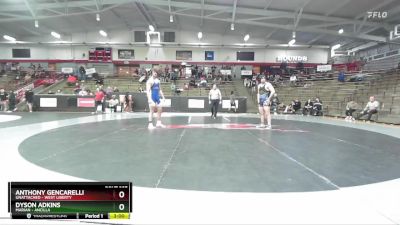 197 lbs Cons. Round 3 - Dyson Adkins, Marian - Ancilla vs Anthony Gencarelli, Unattached - West Liberty