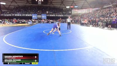 Girls 3A/4A 130 Cons. Round 3 - Brianna Richard, Oak Harbor (Girls) vs Samara Wienstock, University (Girls)