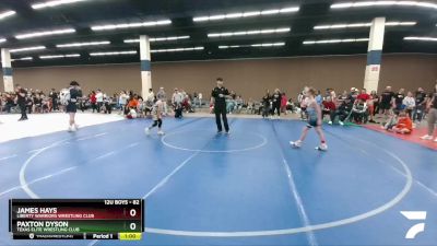 82 lbs Quarterfinal - James Hays, Liberty Warriors Wrestling Club vs Paxton Dyson, Texas Elite Wrestling Club