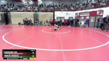 63 lbs Cons. Round 5 - Wesley Schultz, Wabash Apache Wrestling Club vs Theodore Cox, Woodford Elite Wrestling Club