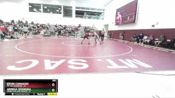 165 lbs Round 2 (3 Team) - Kevin Camacho, Mt. SAC (Maroon) vs Arsena Gogkhiia, Sierra College (White)