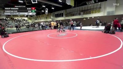 49 lbs Quarterfinal - Christian Cho, So Cal Hammers Wrestling vs Violet Vasquez, MTC - MANTANONA TRAINING CENTE