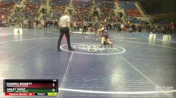 110 lbs Champ. Round 1 - Hailey Wiesz, Harvey - Wells County vs Dannika Bennett, Pembina County North