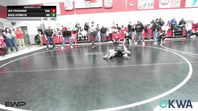 90 lbs Rr Rnd 4 - Jax Feathers, Verdigris Youth Wrestling vs Dale Ayres III, Gravette Wrestling Club