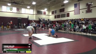 285 lbs Cons. Round 2 - Vinnie Keller, Clear Creek-Amana vs Gatlin McCumber, NH/TV