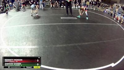 65 lbs Round 3 (4 Team) - Dawson Gassen, South Dakota Thunder vs Bennett Monson, North Dakota 1