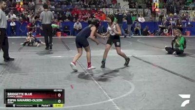 90 lbs Semifinal - Espin Navarro-Olson, Derby vs Bridgette Blue, Council Grove