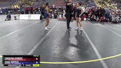 131 lbs Placement Matches (16 Team) - Paige Respicio, University Of Providence vs Carolina Moreno, Southern Oregon University