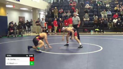 157 lbs Semifinal - Noah Cortez, Fresno City vs Ethan Boyd, Sacramento City