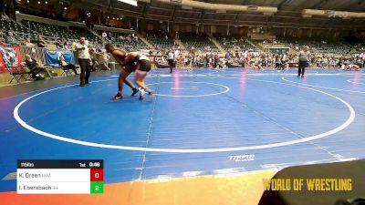 115 lbs Consi Of 32 #2 - Kameron Green, Nebraska Wrestling Academy vs Isaiah Ebersbach, Rough House